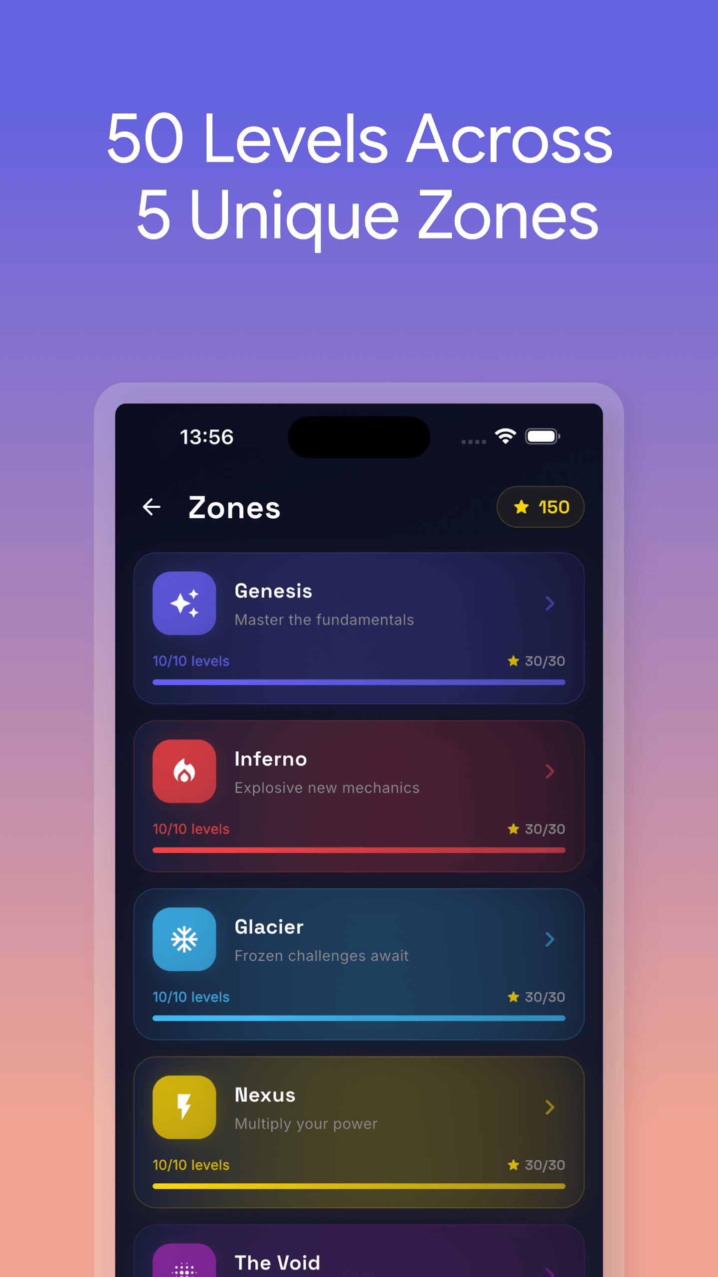 2048 Merge Quest zones with level progress bars