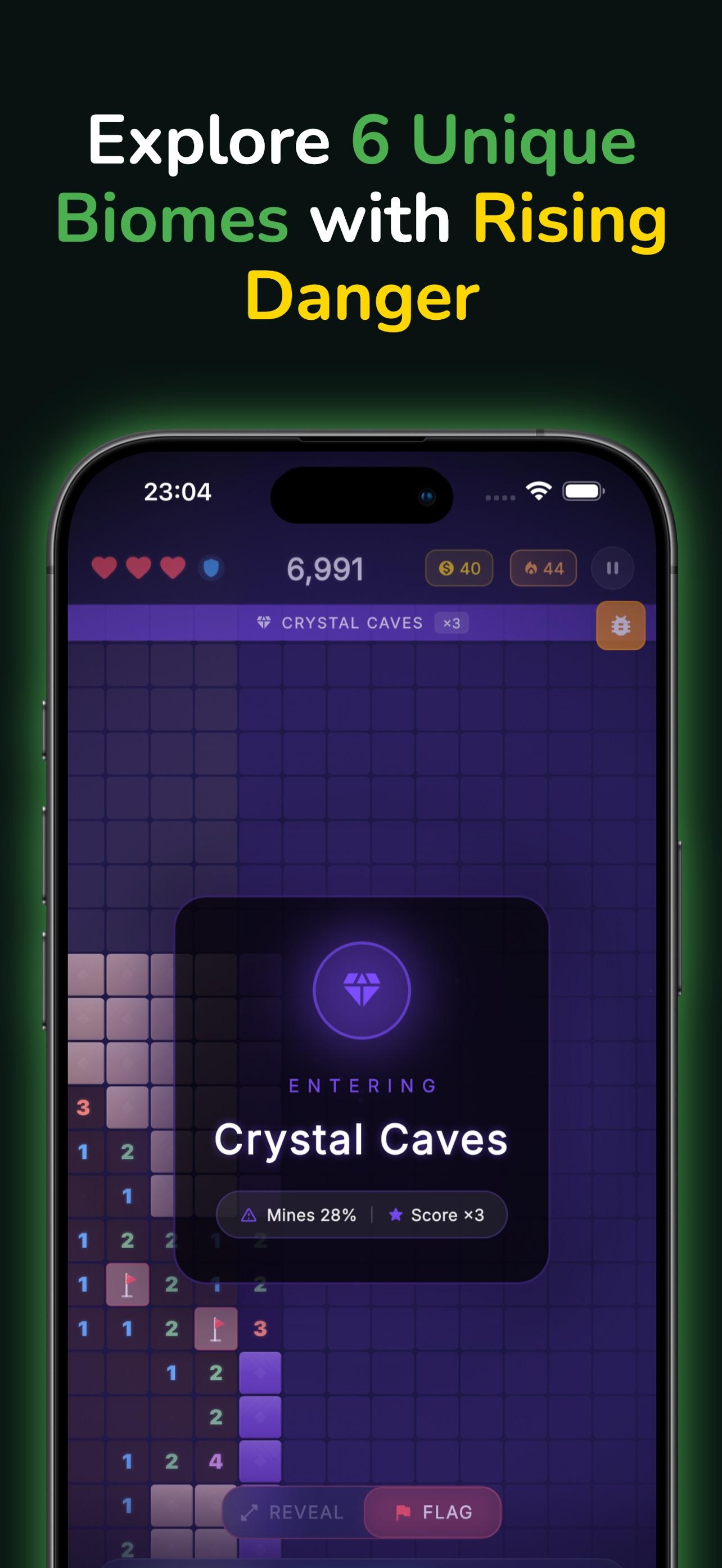 Mine Crawler progression and zone selection screen